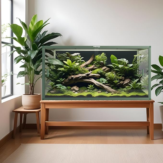 120 Gallon (48" x 24" x 24") Reptile Tank with Sliding Door Top Screen Ventilation, Front Opening Reptile Enclosure for Easy Maintenance