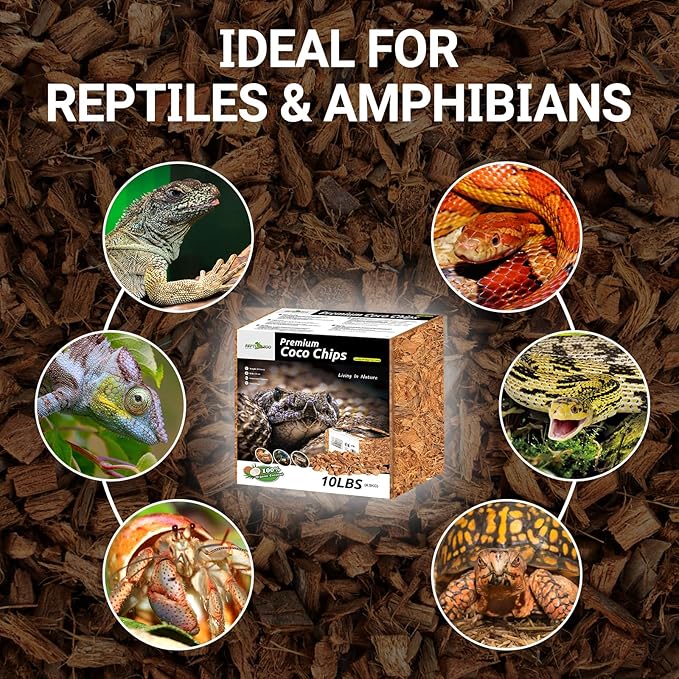 REPTIZOO 72 Quart Reptiles Coconut Chip Substrate, Coco Husk Reptiles Bedding for Ball Python, Snakes, Geckos, Lizards, Tortoises, Frogs | Terrarium Tanks Substrate