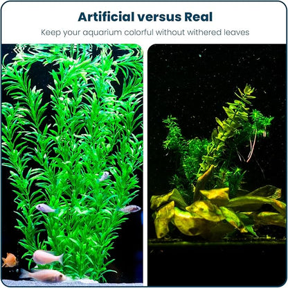Artificial Aquarium Plant Set Extra Large (3 Pieces) - Fake Tall Plant Decorations for Aquariums.