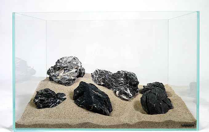LANDEN Dark SEIRYU Stones Natural Rocks(17lbs, 3~11 inches,7-8pcs) for Aquarium, Paludarium, Terrariums, Landscaping Rocks, Decorative Aquarium Rocks