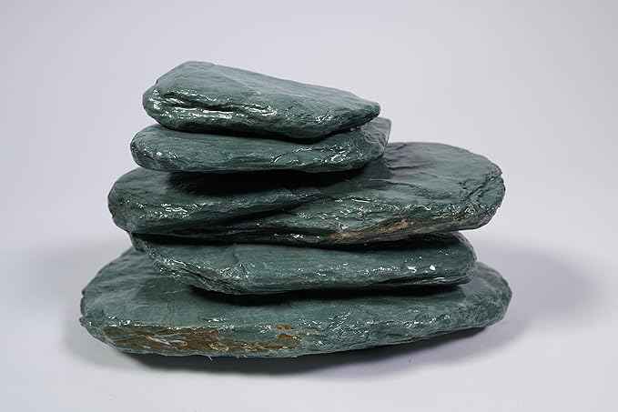 LANDEN River Slate Stone Natural Rocks(18lbs, 3~9 inches,13pcs) for Aquariums, paludariums, Terrariums, Reptile, and Amphibian Enclosures Decorative of Stream's Caves and Caverns