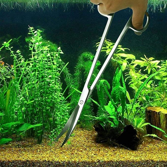 Aquarium Aquascaping Tool Set, Long Tweezers (2), Scissors, Spatula, 4 in 1 Stainless Steel Tool Set for Aquariums and Terrariums