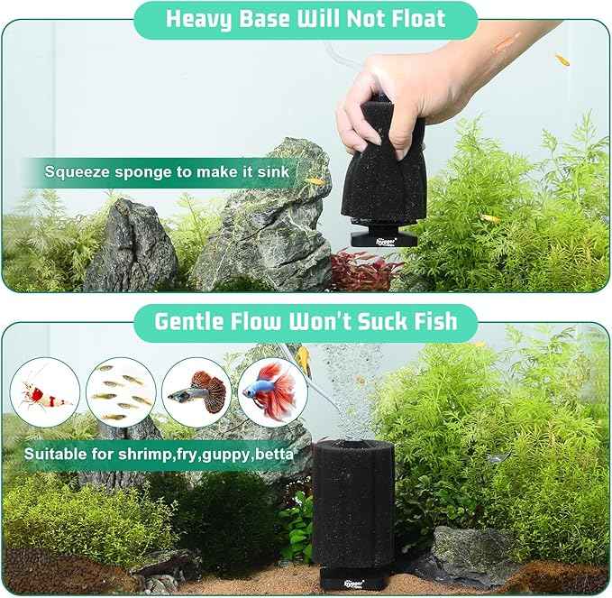 hygger Fine Sponge Filter for Aquarium 30~75 Gallons Fish Tank Filter Betta Breeding Fry Shrimp Snails Air Powered Filters