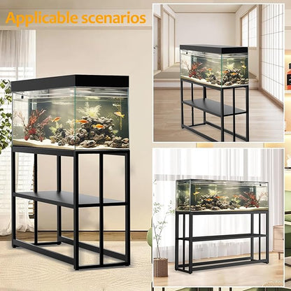 55 Gallon Fish Tank Stand with Storage Shelf, 48.5 x14.9 x 29.2 Inch Aquarium Stand, Turtle Tank, Reptile Terrariums and Breeder Tank Stand, 980LBS Capacity, Black
