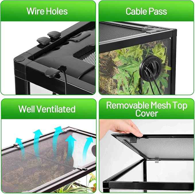 REPTIZOO 36" x 24" x 18" Glass Reptile Terrarium, Front Opening Reptile Habit Tank with Double Hing Doors, Knock-Down Terrarium with Top Screen Ventilation 68 Gallon