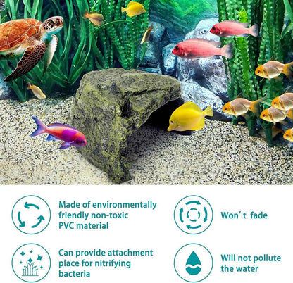 Reptile Rock Hide Cave Natural Resin Habitat for Lizards Turtles Fish