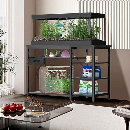 40 Gallon Fish Tank Stand: Heavy Duty Aquarium Stand with Power Outlets and Cabinet for Fish Tank Accessories Storage - Metal Frame, 1000LBS Capacity, Suitable for Fish & Reptile Terrariums