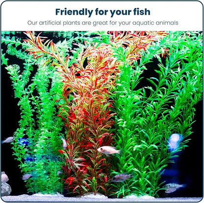 Artificial Aquarium Plant Set Extra Large (3 Pieces) - Fake Tall Plant Decorations for Aquariums.
