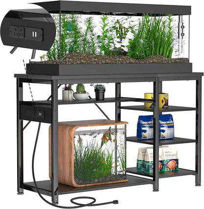40 Gallon Fish Tank Stand: Heavy Duty Aquarium Stand with Power Outlets and Cabinet for Fish Tank Accessories Storage - Metal Frame, 1000LBS Capacity, Suitable for Fish & Reptile Terrariums