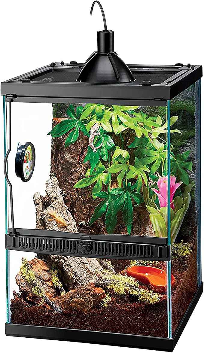 Zilla 10 Gallon Glass Tropical Vertical Habitat Starter Kit for Small Tree Dwelling Reptiles & Amphibians