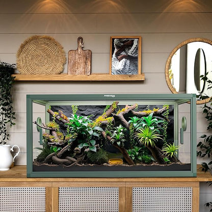 50 Gallon Reptile Enclosure for Easy Maintenance, Front Opening Reptile Tank with Top Screen Ventilation & Glass Sliding Door 36''x18''x18''