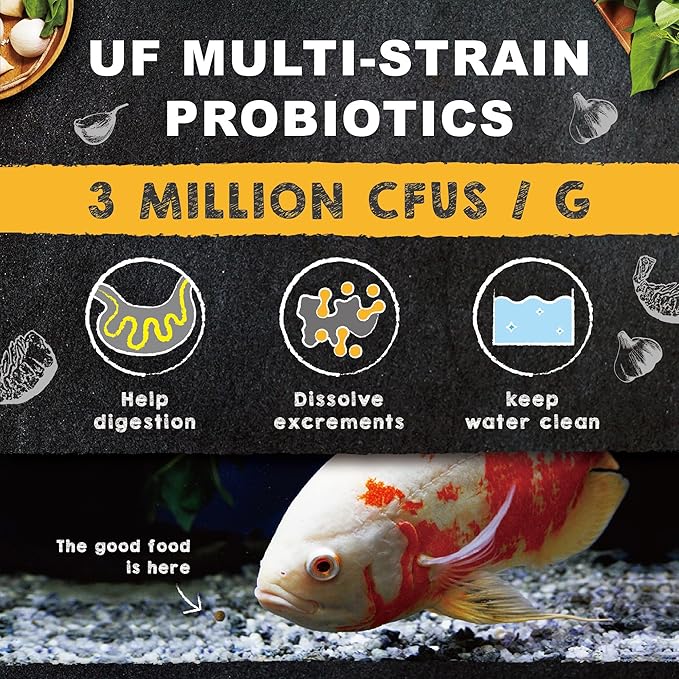 Ultra Fresh Royal Cichlid Premium Sinking Fish Food, Wild Sword Prawns, All Natural Ingredients, Carnivore Pellets for Large Tropical Fish, 16 oz