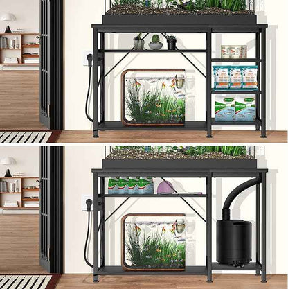 40 Gallon Fish Tank Stand: Heavy Duty Aquarium Stand with Power Outlets and Cabinet for Fish Tank Accessories Storage - Metal Frame, 1000LBS Capacity, Suitable for Fish & Reptile Terrariums