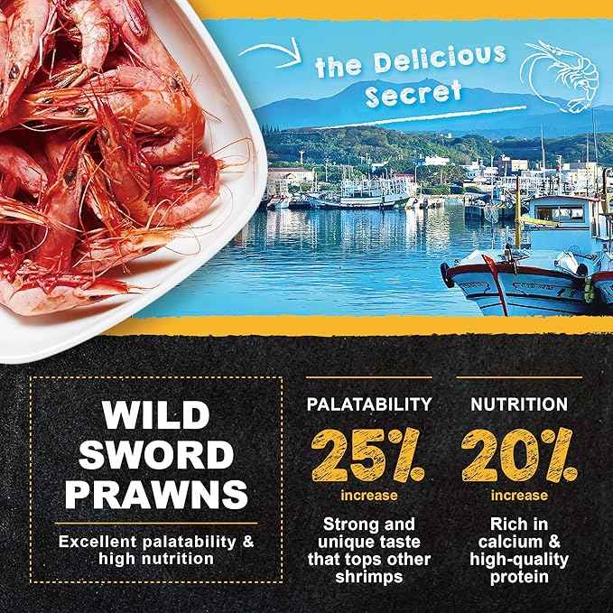 Royal Cichlid Premium Sinking Fish Food, Wild Sword Prawns, All Natural Ingredients, Carnivore Pellets for Large Tropical Fish, 16 oz