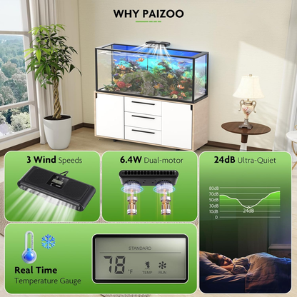 Aquarium Chiller Fan Auto Temp Control LCD 3-Speed Tank Cooler - Scholarly Exotics LLC