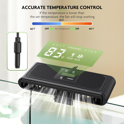 Aquarium Chiller Fan Auto Temp Control LCD 3-Speed Tank Cooler - Scholarly Exotics LLC