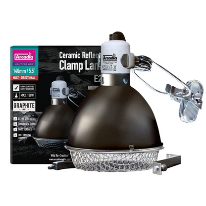 Arcadia Ceramic Reflector Clamp Lamp, Graphite - Scholarly Exotics LLC