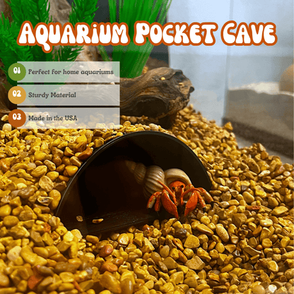 Aquarium or Terrarium Pocket Cave | Minimalist Shelter Cave for Fish, Shrimp, Reptiles, Amphibians, & More!