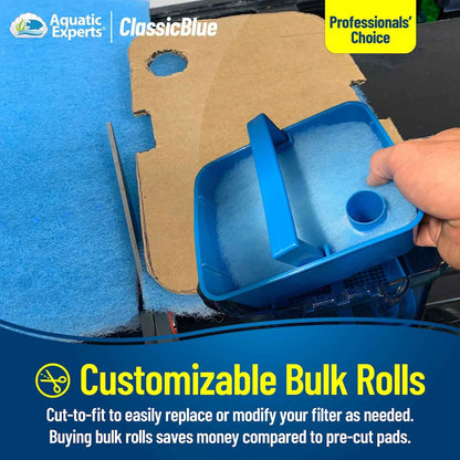 ClassicBlue Aquarium Filter Pad Roll Blue White Bonded Cut to Fit Bulk