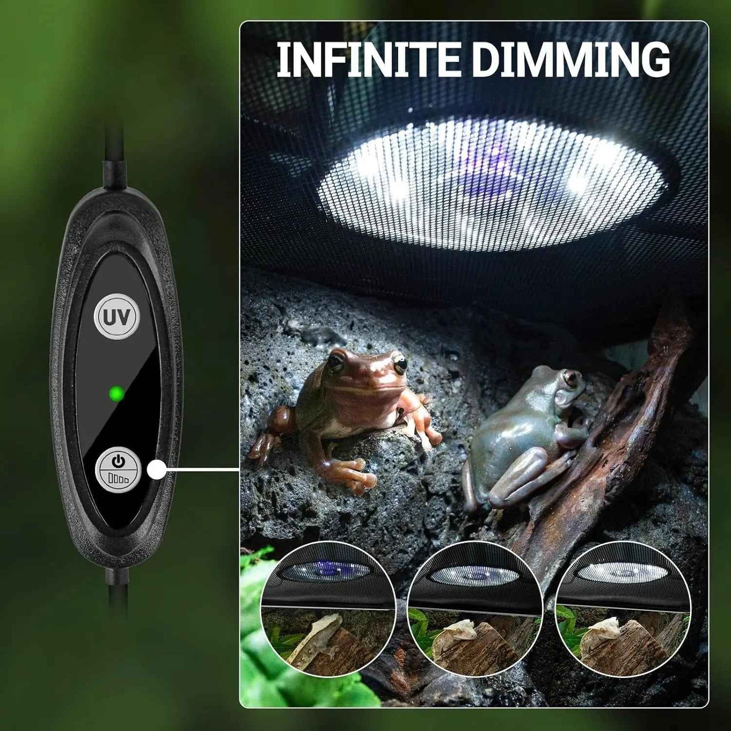 Dimmable UVB Reptile Light LED UVA UVB Lamp Tropical Desert Fixture