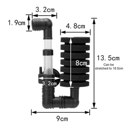 Wall-mounted Aquarium Mini Double Head Pneumatic Mute Biochemical Cotton Filter