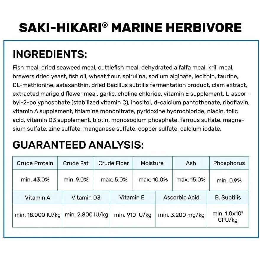 Hikari Saki-Hikari Marine Herbivore MD Sinking Fish Food 3.17 oz.