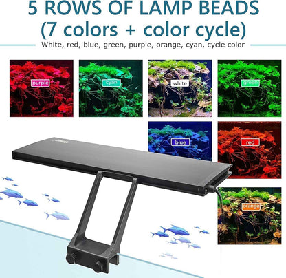 Hygger Clip On Aquarium LED Light 24/7 Timer 7 Colors 7-20in Tank 12W/ 14W