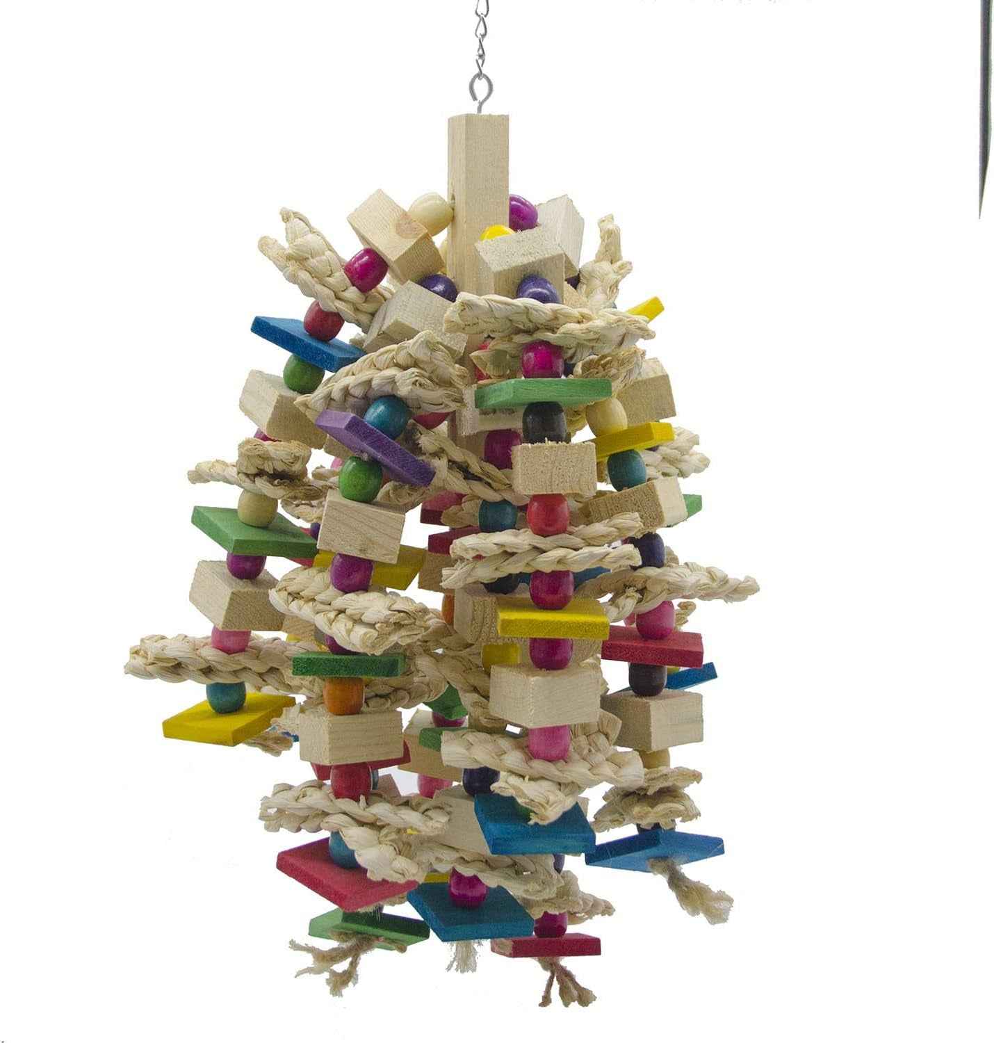 Large Parrot Chew Toy Wooden Bird Blocks Hanging Cage Toy