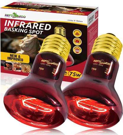 75W Reptile Heat Lamp Bulb UVA & Infared Bulb | 2 Pack