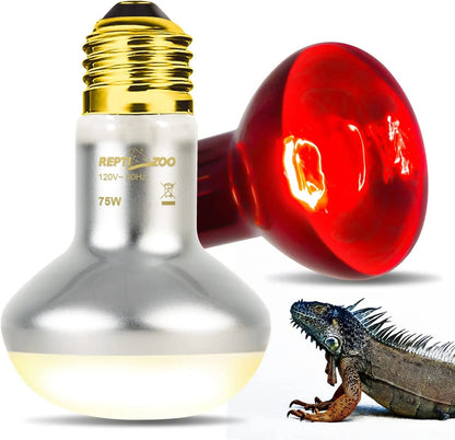 75W Reptile Heat Lamp Bulb UVA & Infared Bulb | 2 Pack