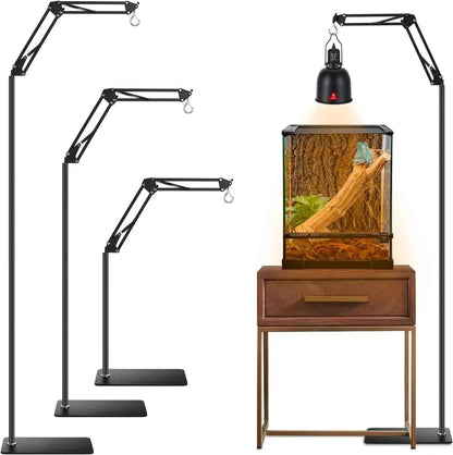 Reptile Lamp Stand w/ Adjustable Height & Swing Arm – Heat Lamp Holder