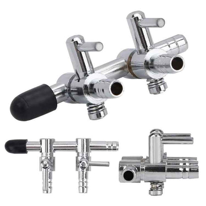 Fish Tank Oxygen Pipe Stainless Steel Distributor Oxygen Regulating Valve, Specification: Two Heads
