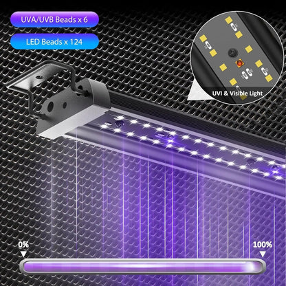 UVB Reptile Light 28.5” 18W | LED Light with Auto-Modes & Timer