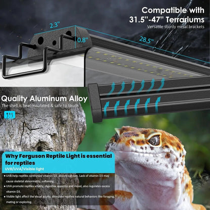 UVB Reptile Light 28.5” 18W | LED Light with Auto-Modes & Timer