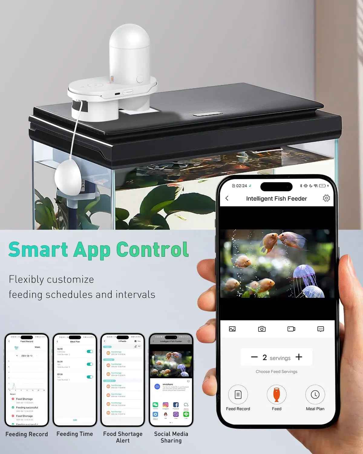 WiFi Automatic Fish Feeder with Camera App Control Moisture Proof 230ML