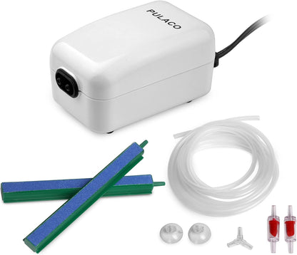 Dual Outlet Aquarium Air Pump Quiet Oxygen Pump Kit 10–100 Gallon