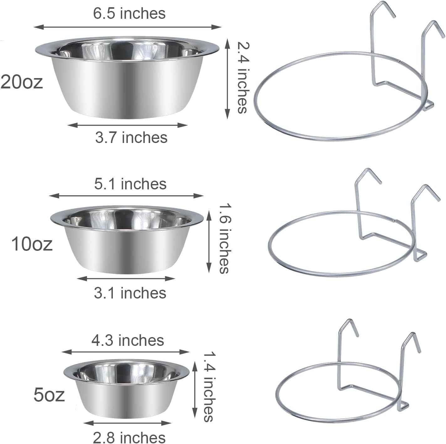 Pet Bowl Stainless Steel Hanging Food Water Bowls