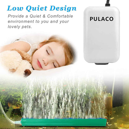 Dual Outlet Aquarium Air Pump Quiet Oxygen Pump Kit 10–100 Gallon