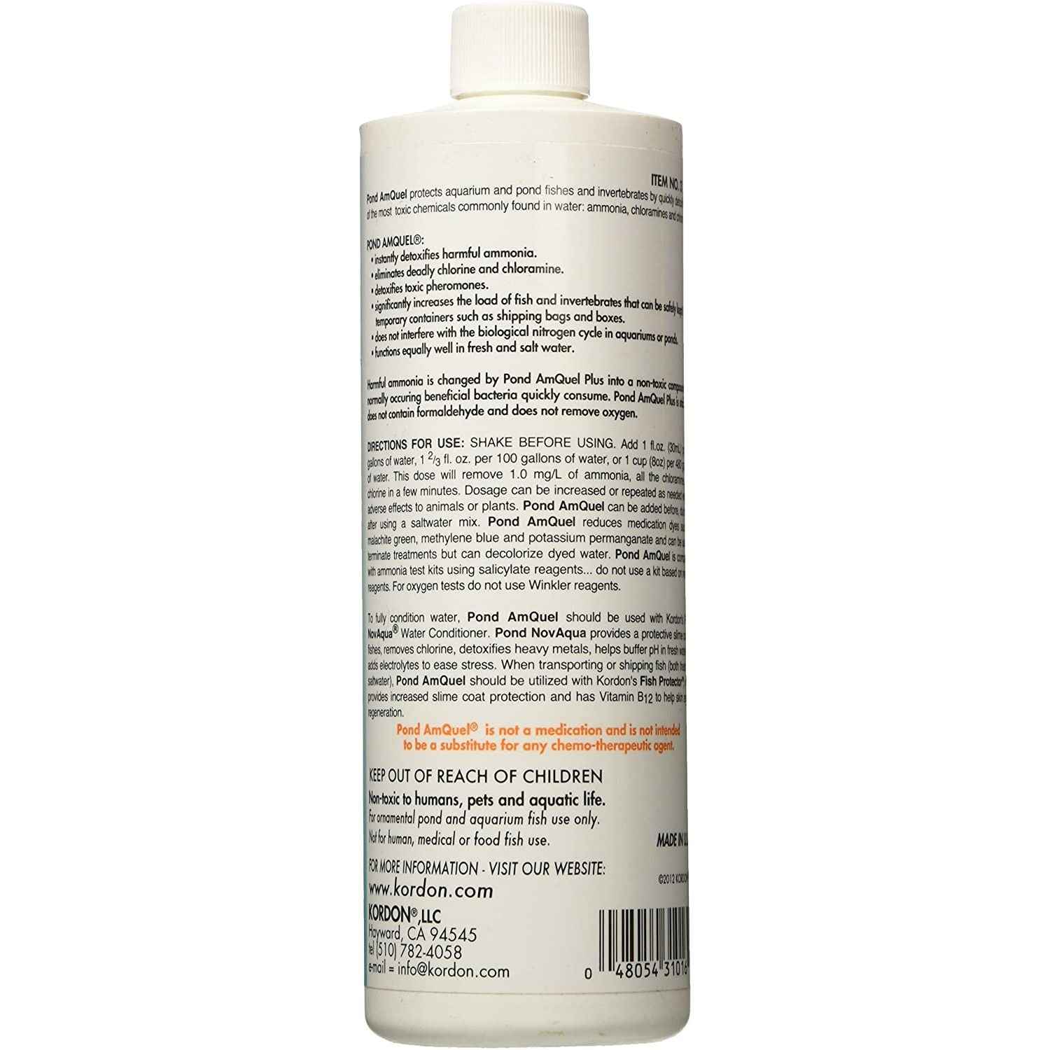 Kordon Pond Amquel Liquid 16oz - Complete Water Detoxifier for Fresh & Saltwater Aquariums 2-Pack